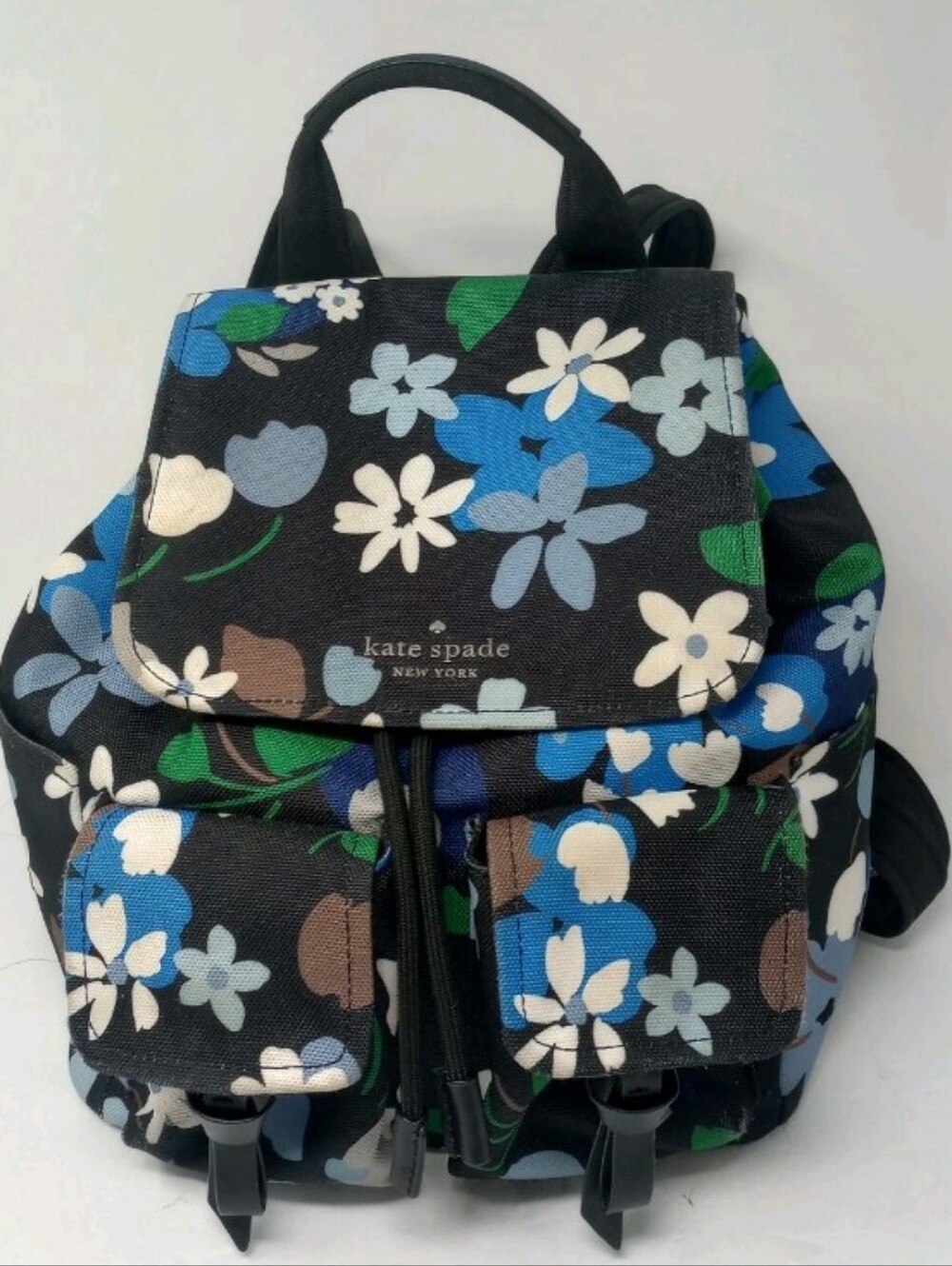 kate spade Black Floral Mini Backpack with Blue, White & Green Accents - Picture 2 of 10